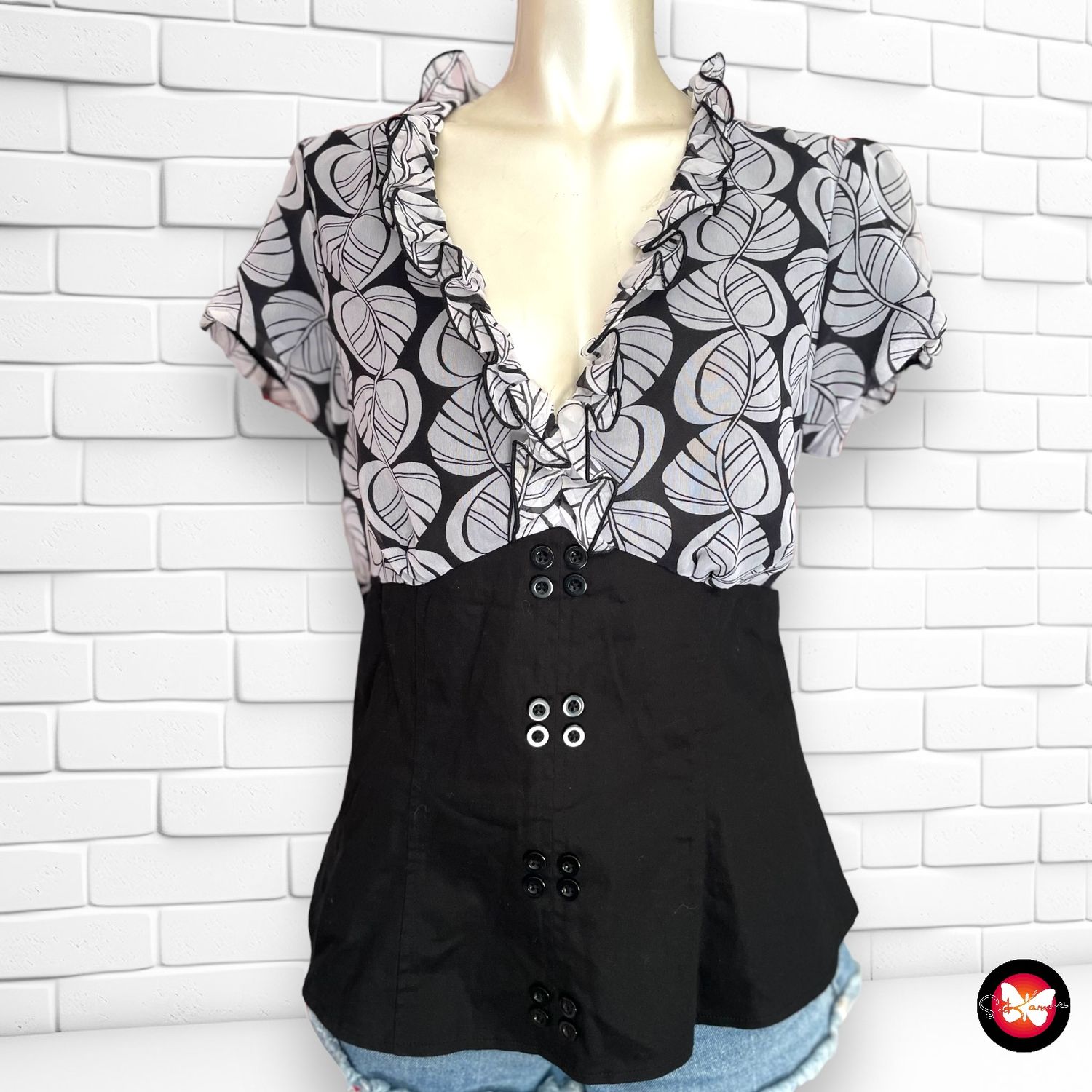 Blusa con cintura ajustada y de espalda transparente Talla 42