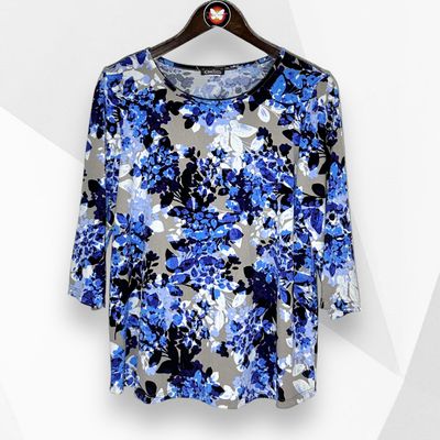 Blusa de media manga estampado flores Talla L