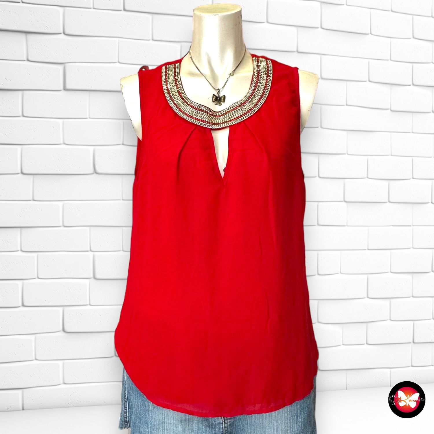 **SALES** Blusa de noche con cuello de brillantes DEREK Talla M