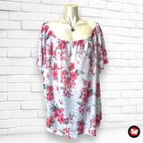 **SALES** Blusa de manga corta con escote de barco de flores JANINA Talla 48