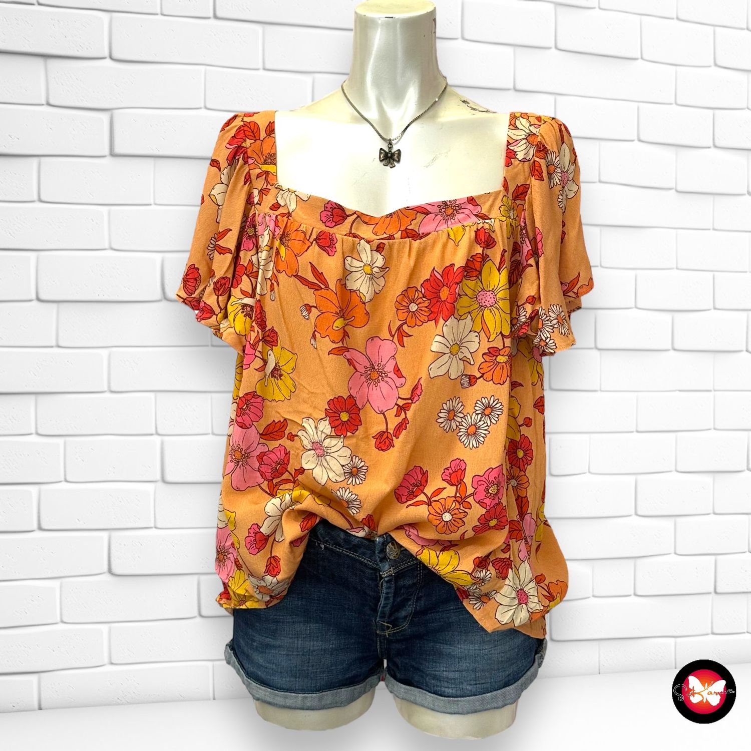 Blusa escote cuadrado de flores GEORGE Talla 42 (14UK)