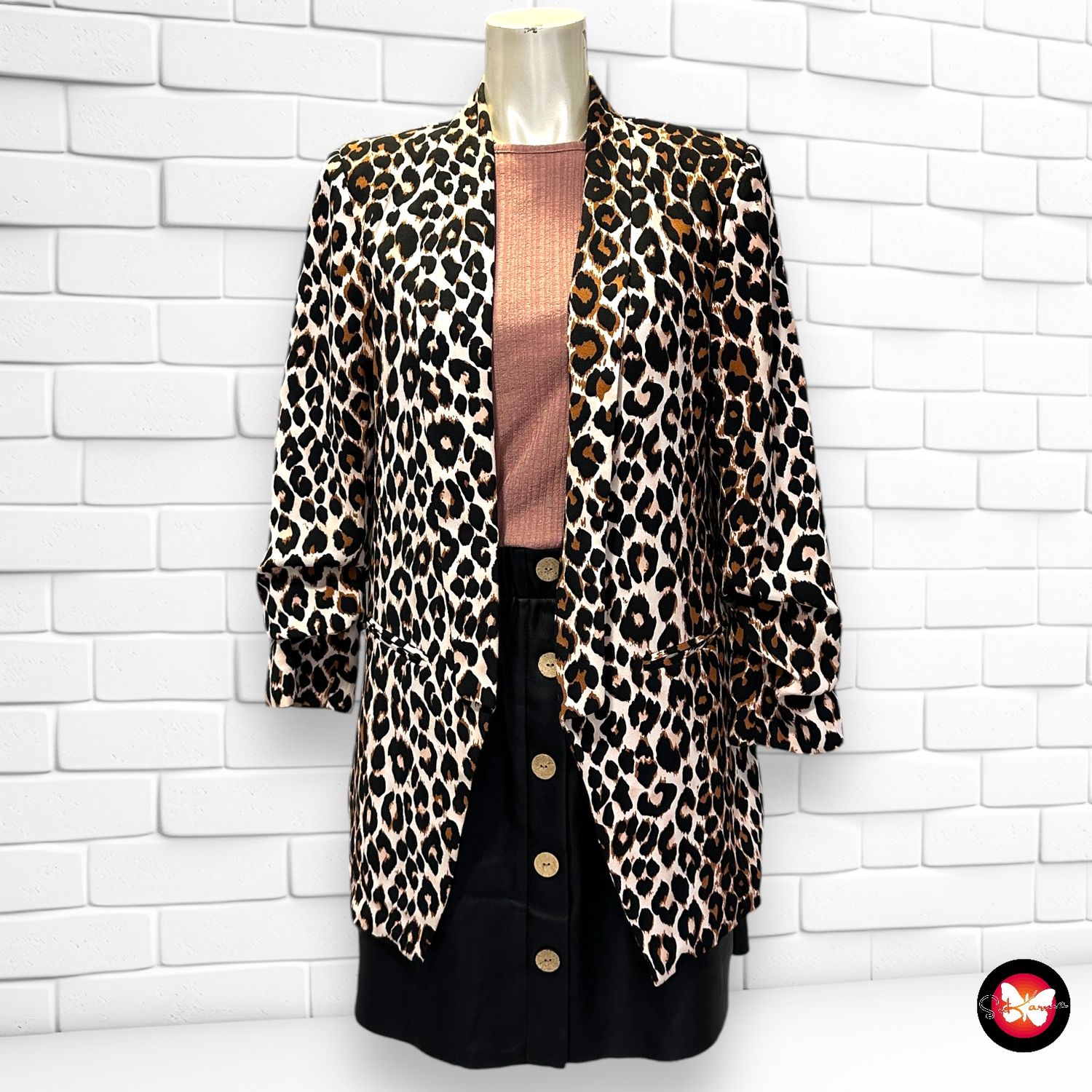 Blazer animal print con mangas fruncidas COSTES Talla 36