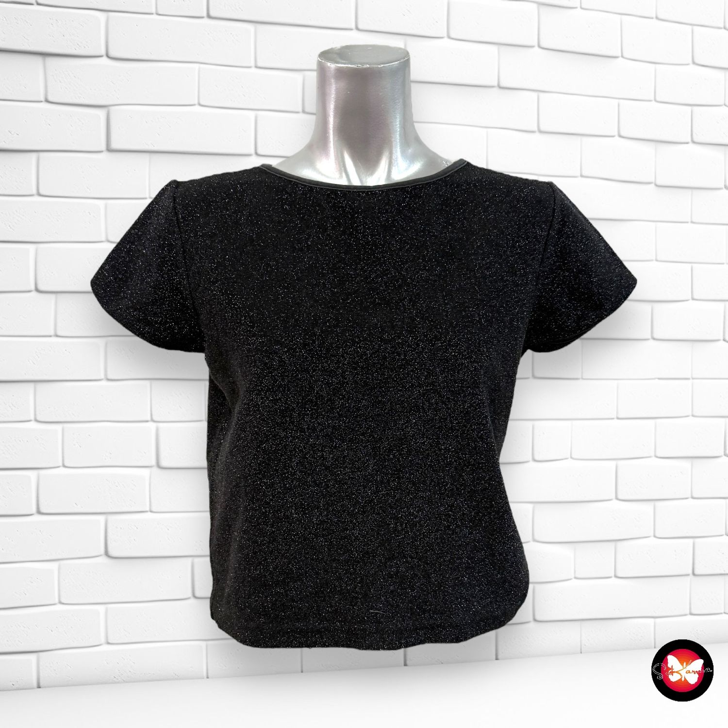 Blusa de noche de manga corta con lurex Talla S/M