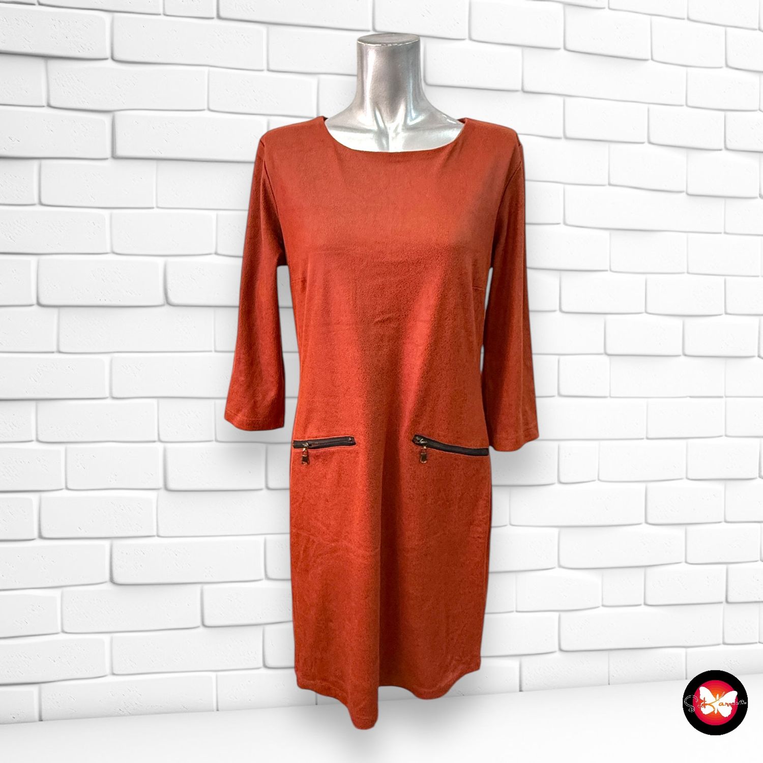 Vestido de manga larga de antelina ANGELLE MILAN Talla L