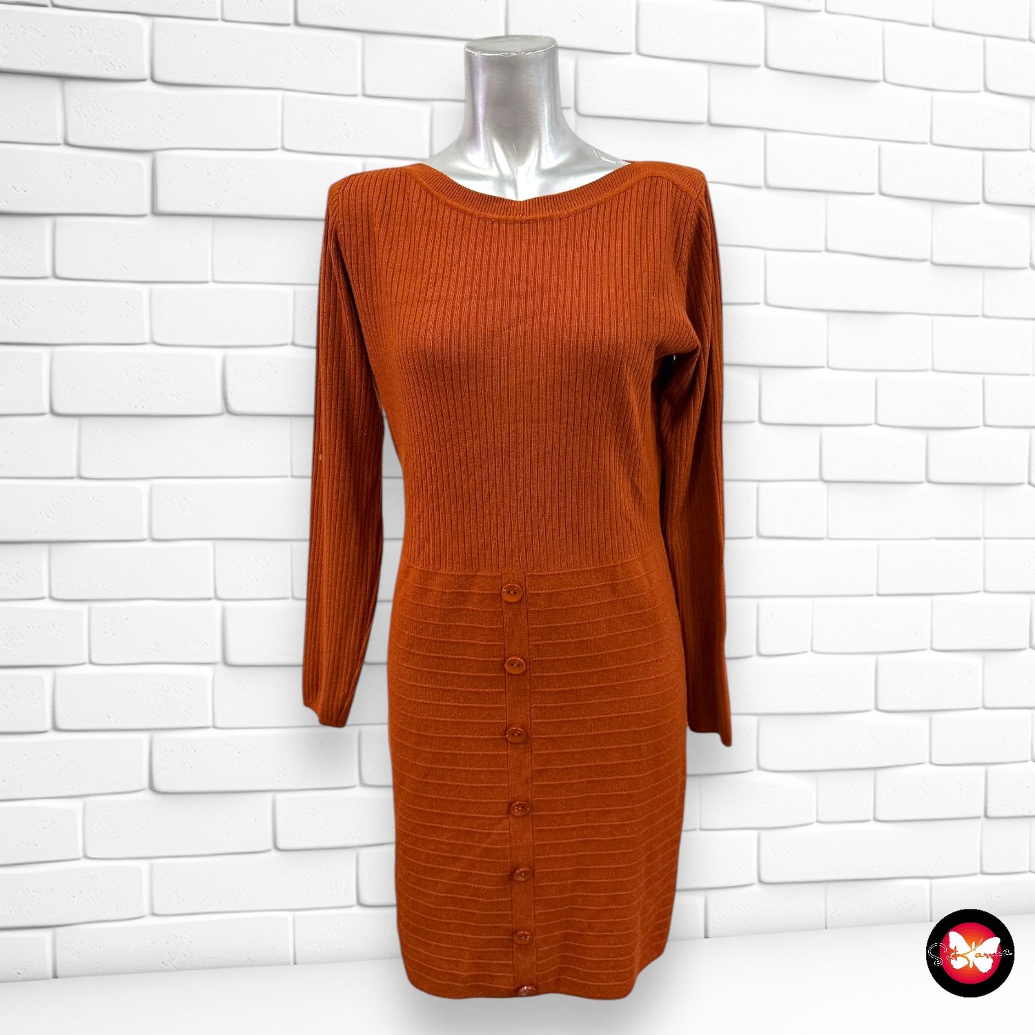 Vestido básico de punto con botones M&amp;V Talla S/M