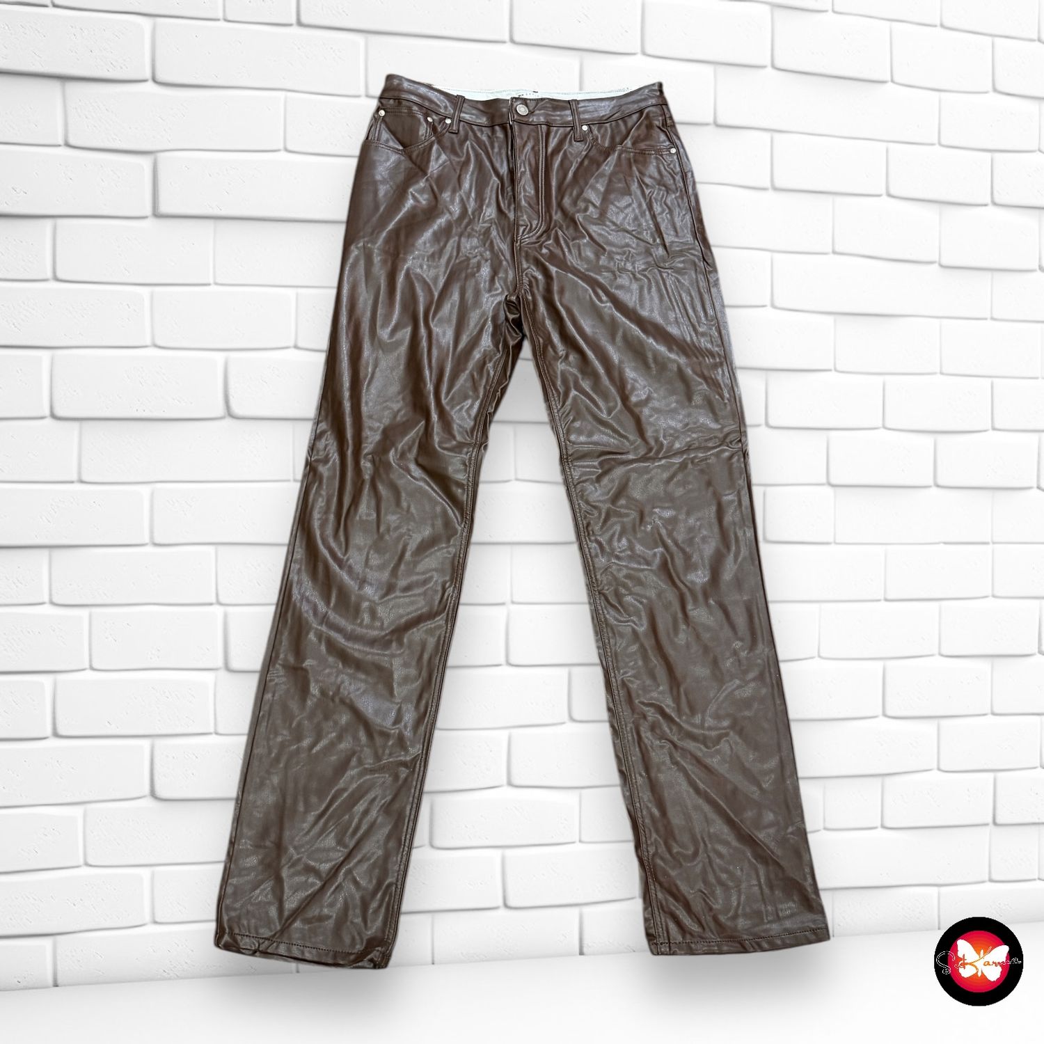 Pantalón de piel sintética ASOS DESIGN Talla L (W32L34)