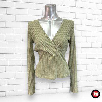 **SALES** Jersey canalé con escote cruzado Talla S