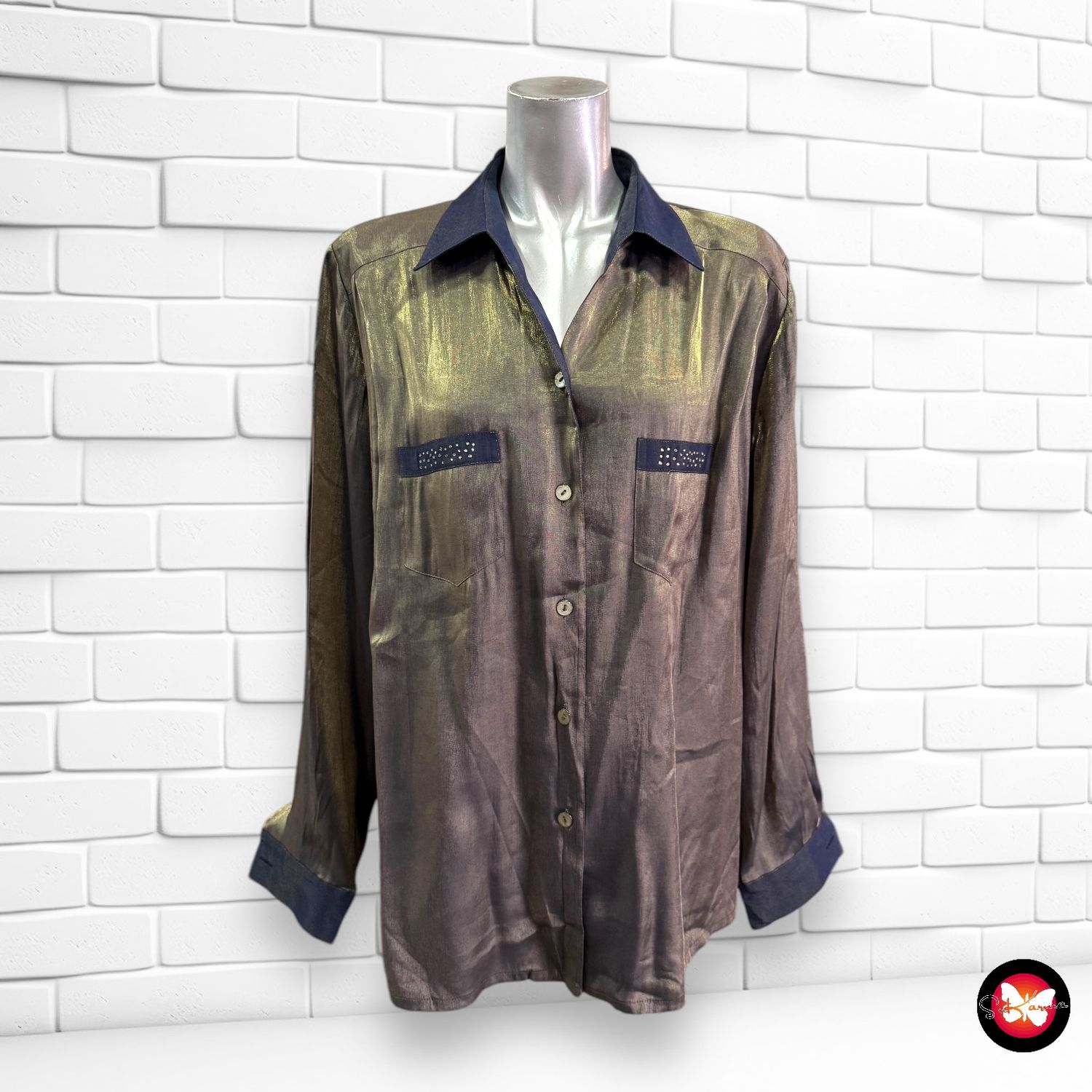 Camisa de manga larga tornasolada Talla L/XL