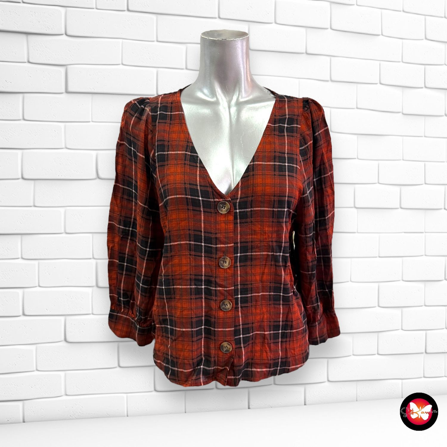 Camisa de media manga de cuadros PULL&amp;BEAR Talla S