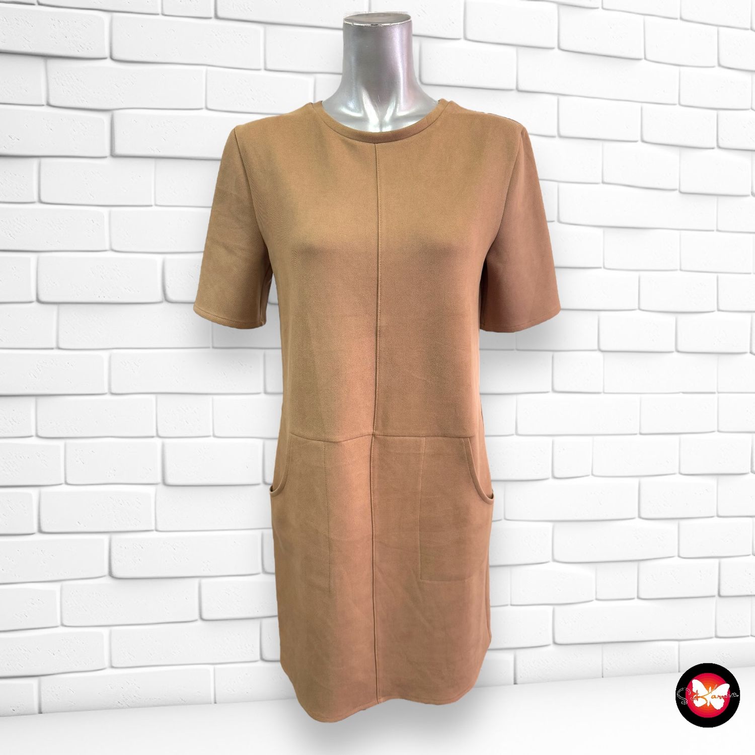 Vestido de manga corta tipo antelina ZARA Talla S