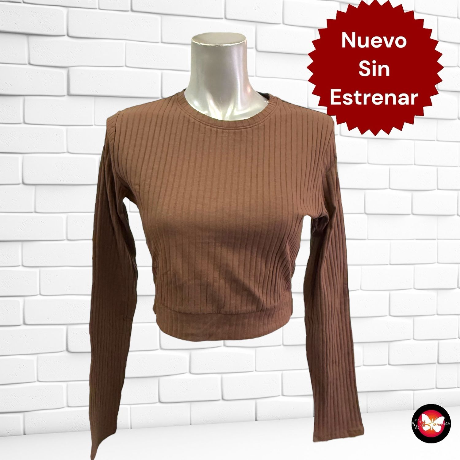 Camiseta cropped de manga larga SINSAY Talla L