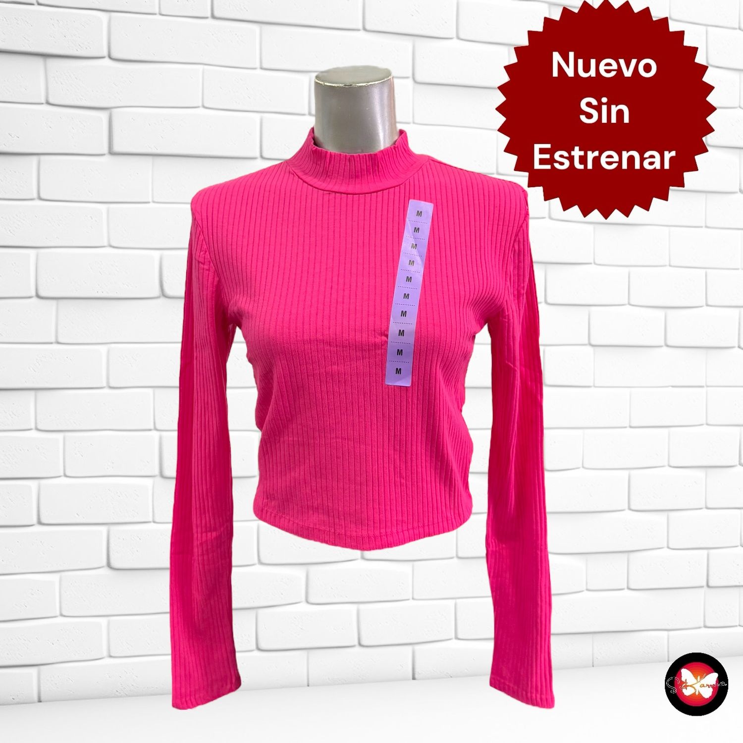 Camiseta cropped de cuello alto manga larga SINSAY Talla XS