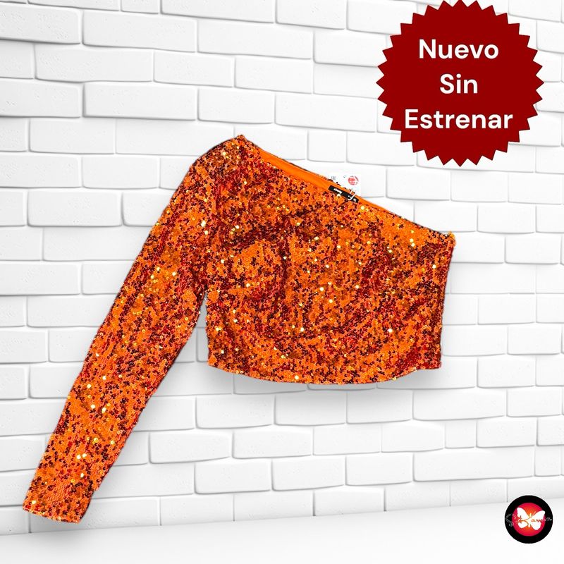 Blusa de lentejuelas de hombro al aire SINSAY Talla XL
