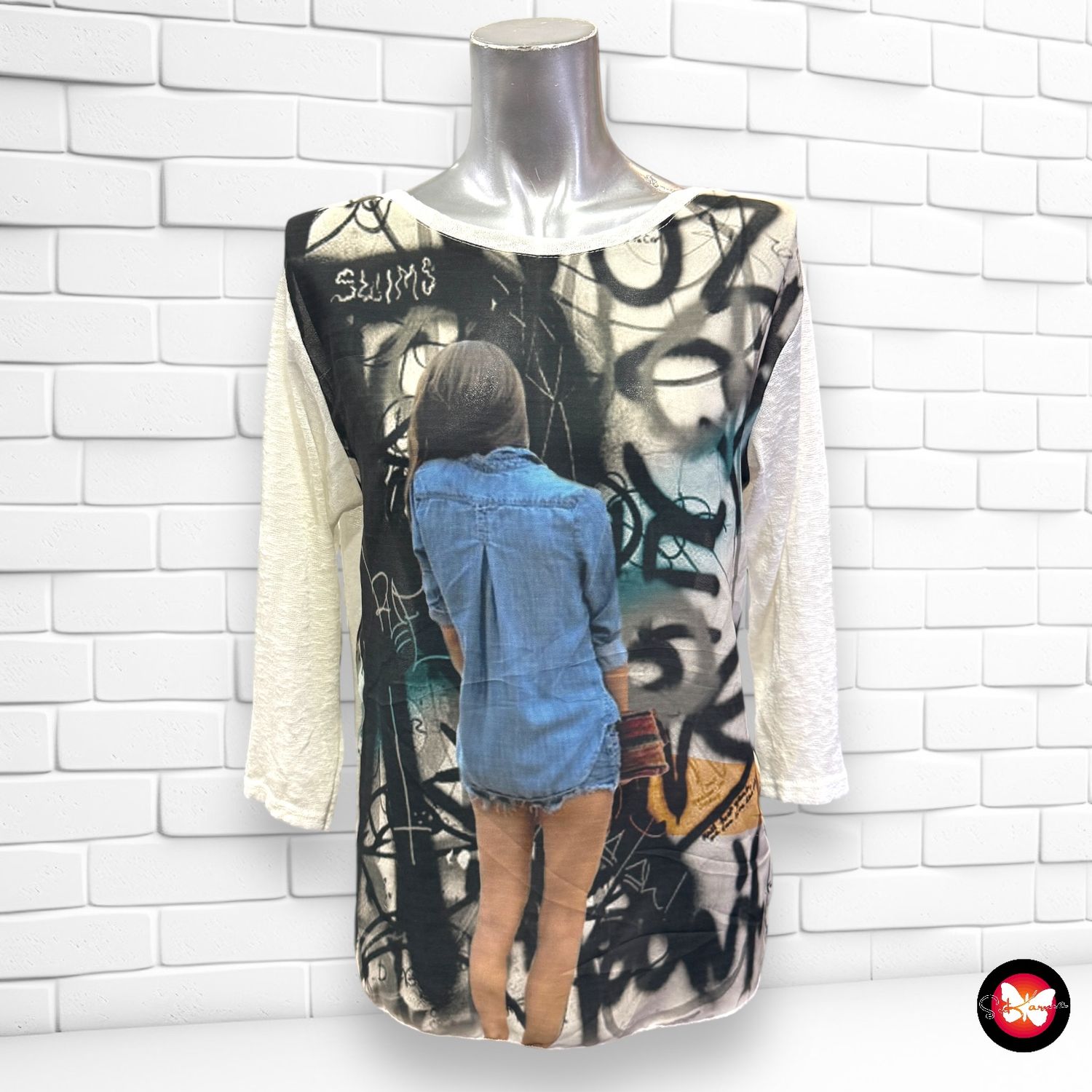Jersey translucido y con estampado Talla S/M