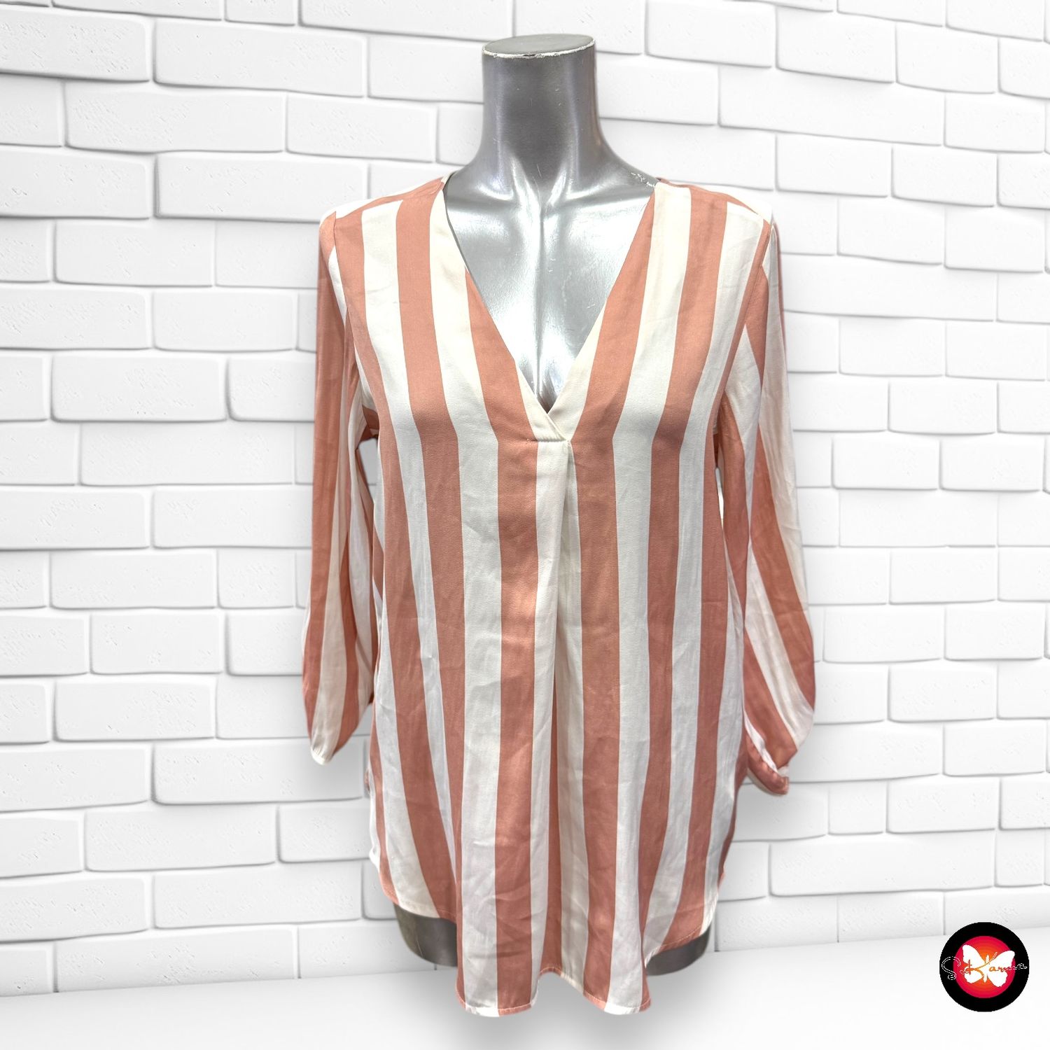 Blusa de media manga de rayas STRADIVARIUS Talla S