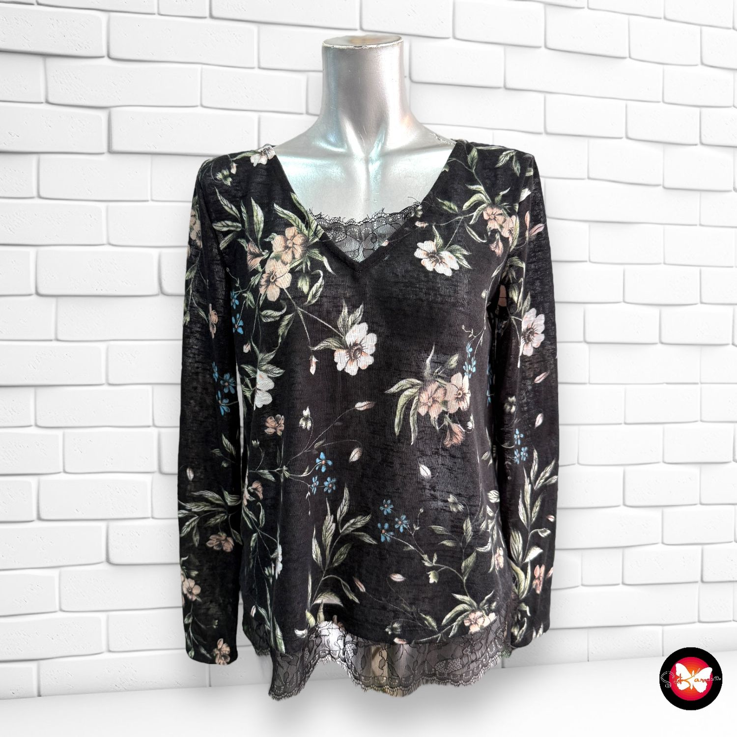 **SALES** Jersey de flores con encaje SPRINGFIELD Talla M
