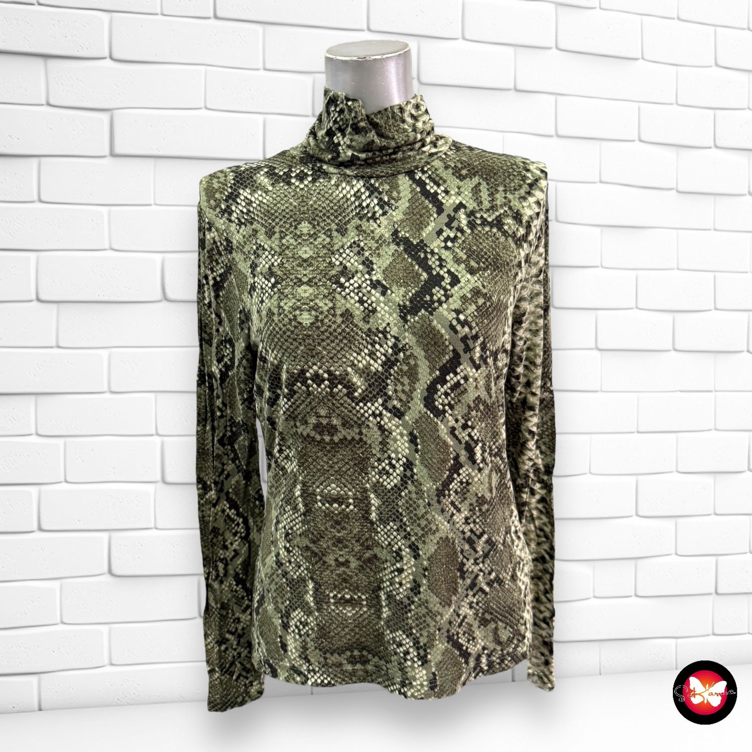 Camiseta básica de manga larga con estampado serpiente H&amp;M Talla M