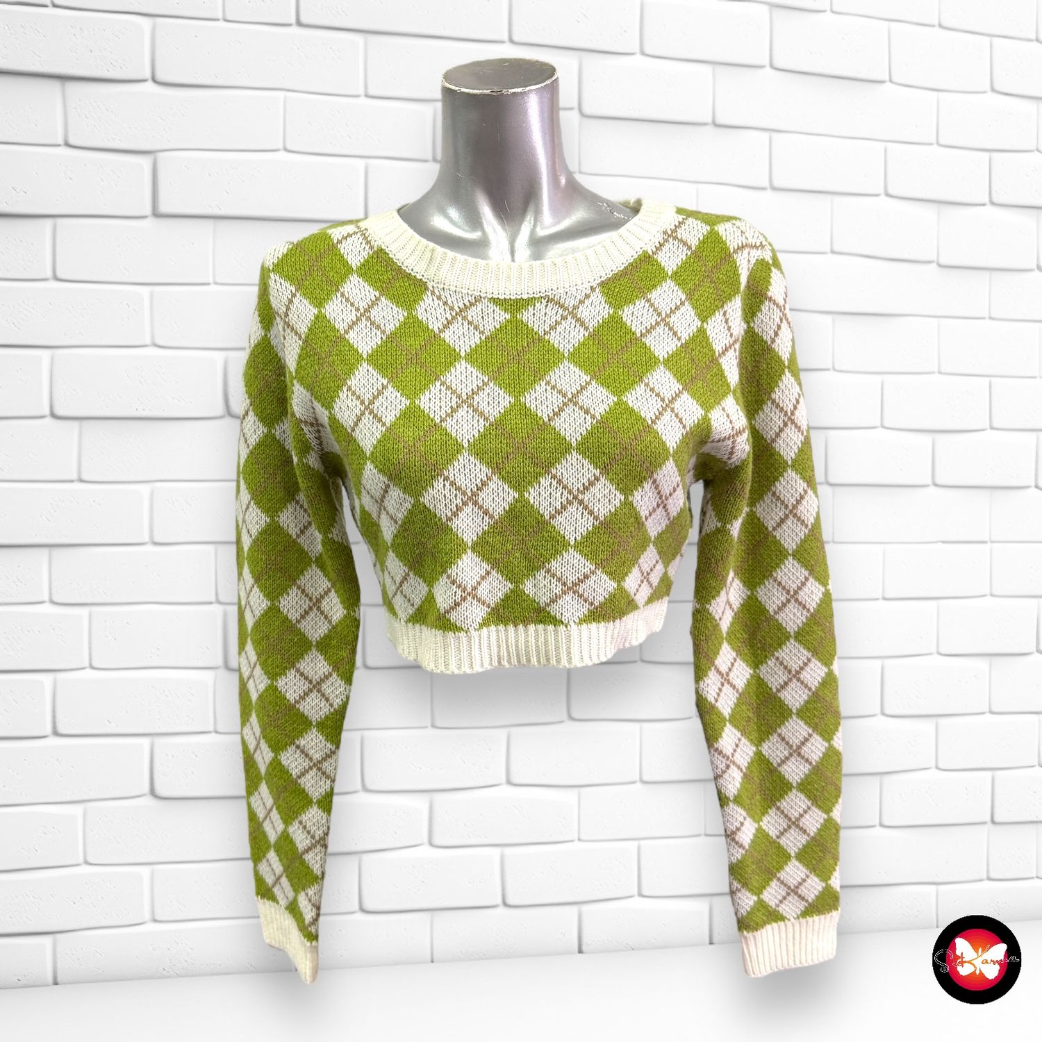 **SALES** Jersey cropped de cuadros Talla Única