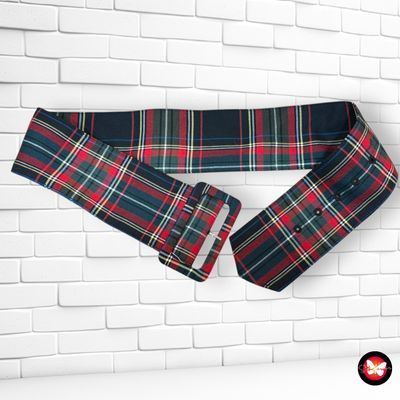 Cinturón ancho de cuadros
