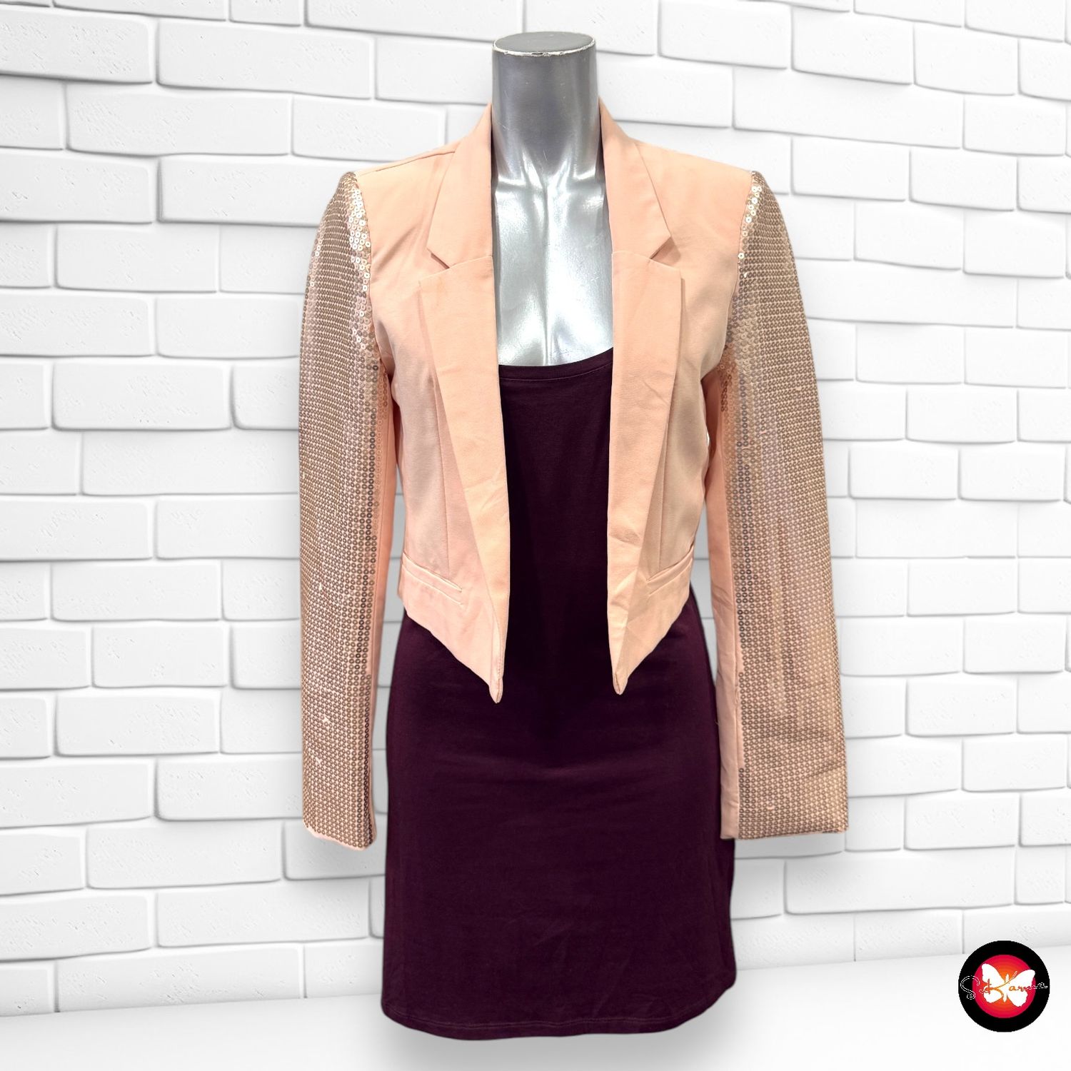 Blazer de noche cropped con lentejuelas AMISU Talla 34