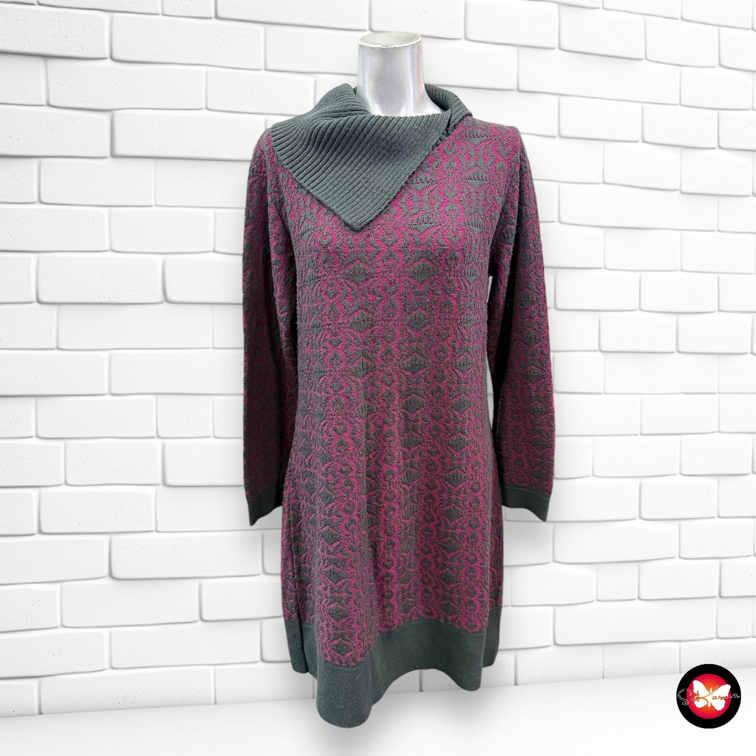 Vestido de punto con cuello vuelto Talla XL