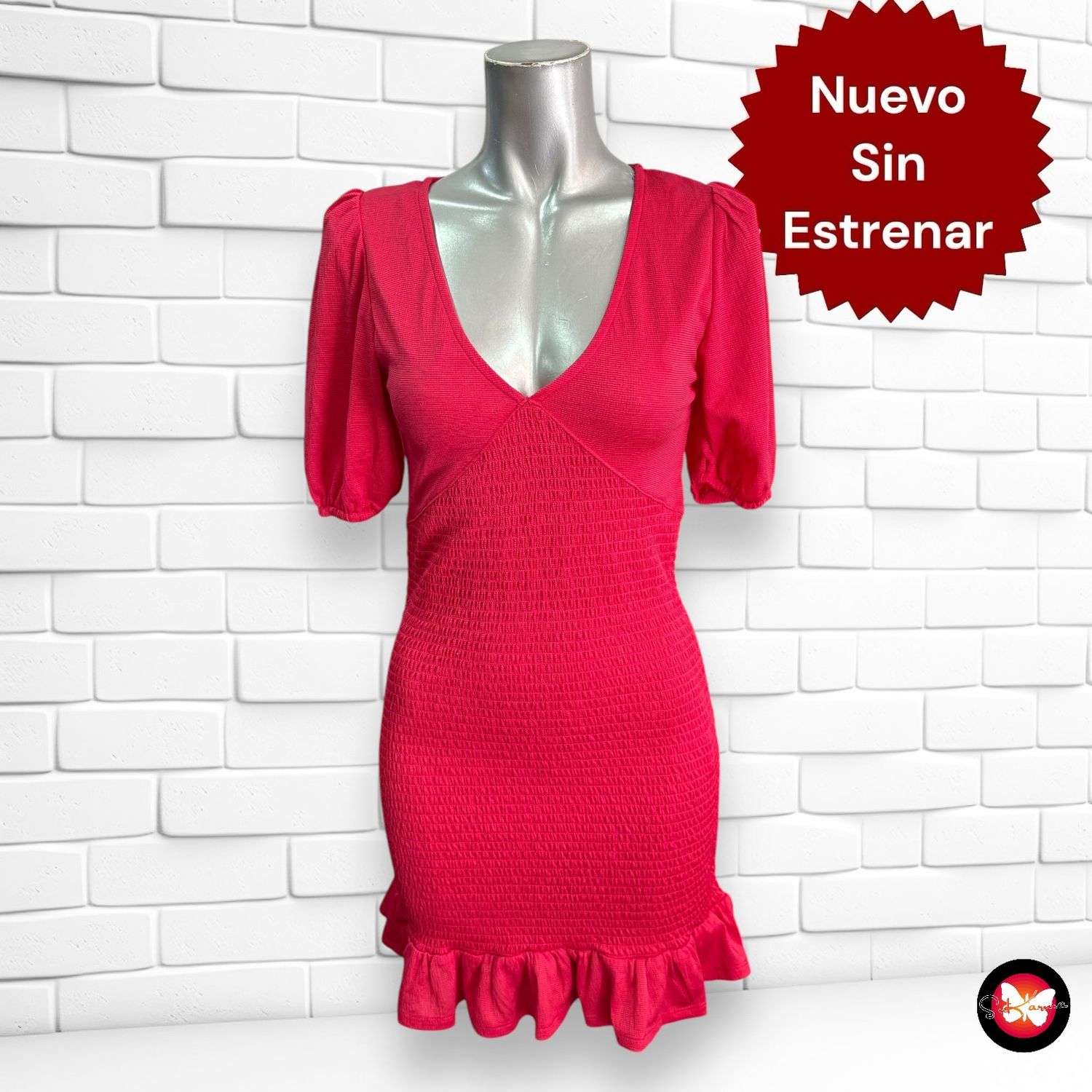 Vestido con fruncido nido de abeja SINSAY Talla S