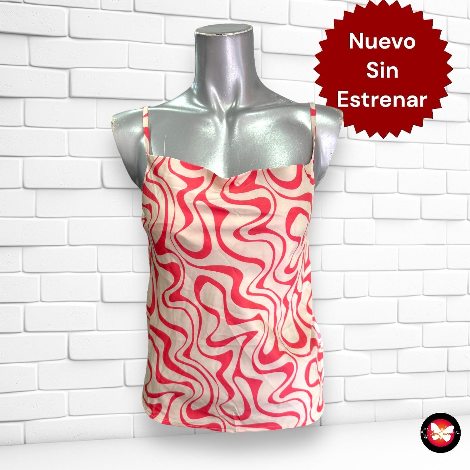 Blusa de tirantes con estampado SINSAY Talla M