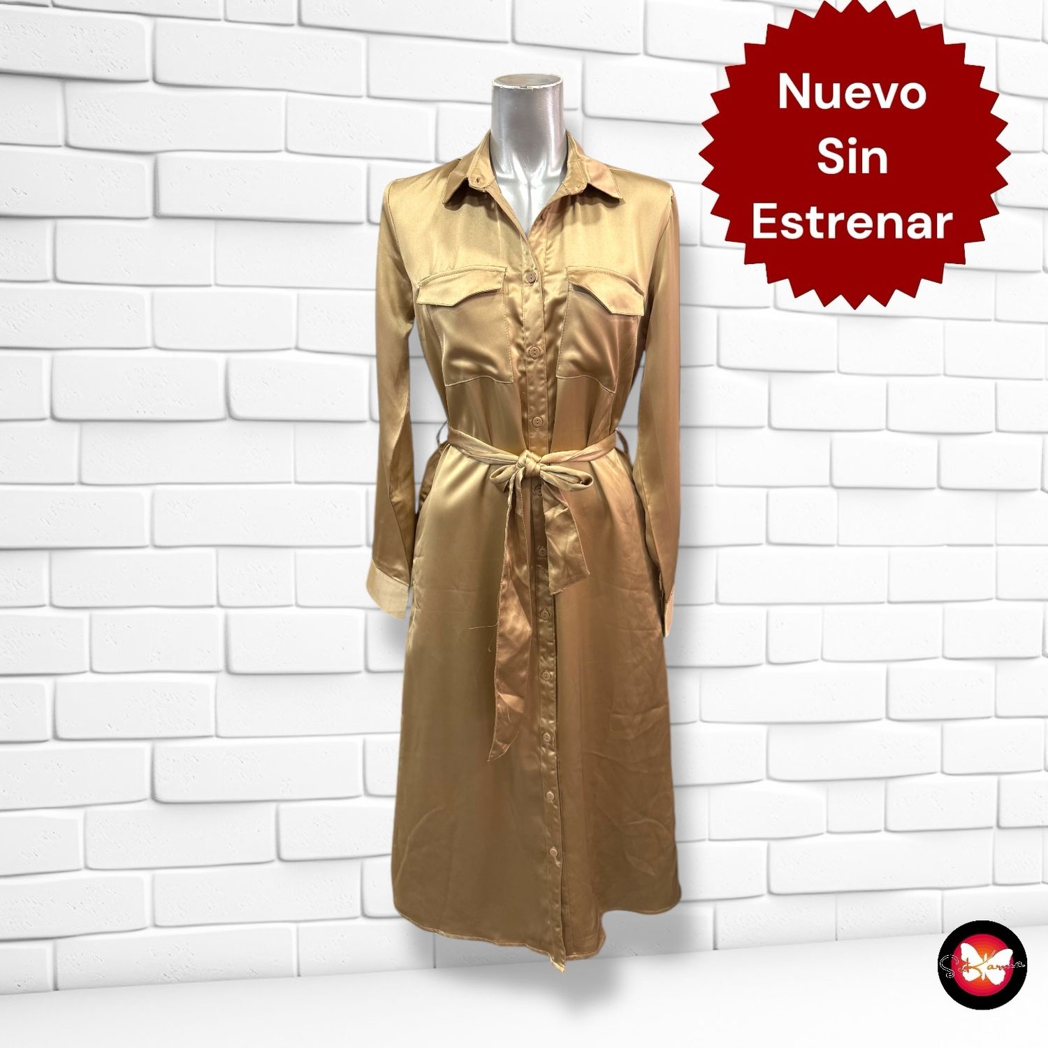 Vestido camisero de satén SINSAY Talla XXS (grande)