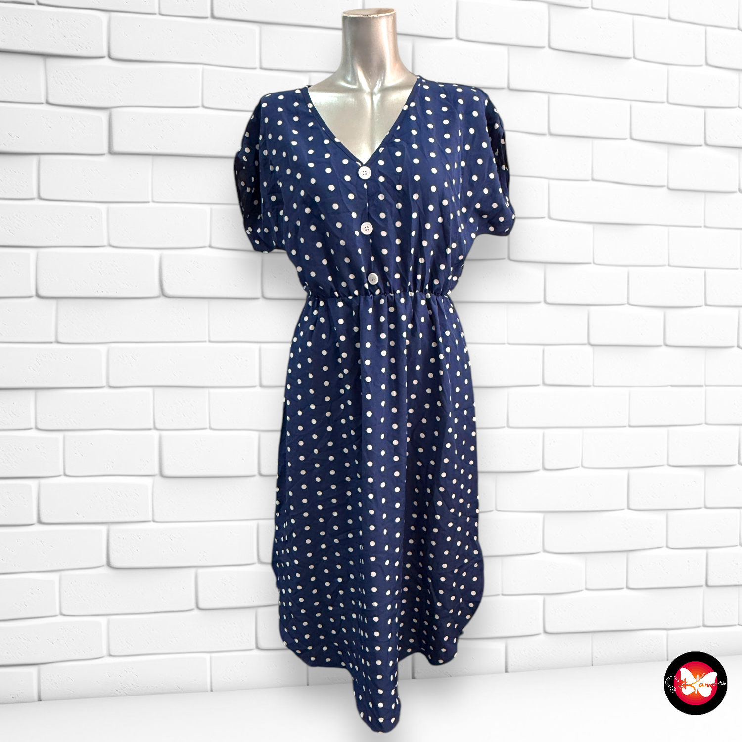 Vestido midi de lunares SHEIN Talla S
