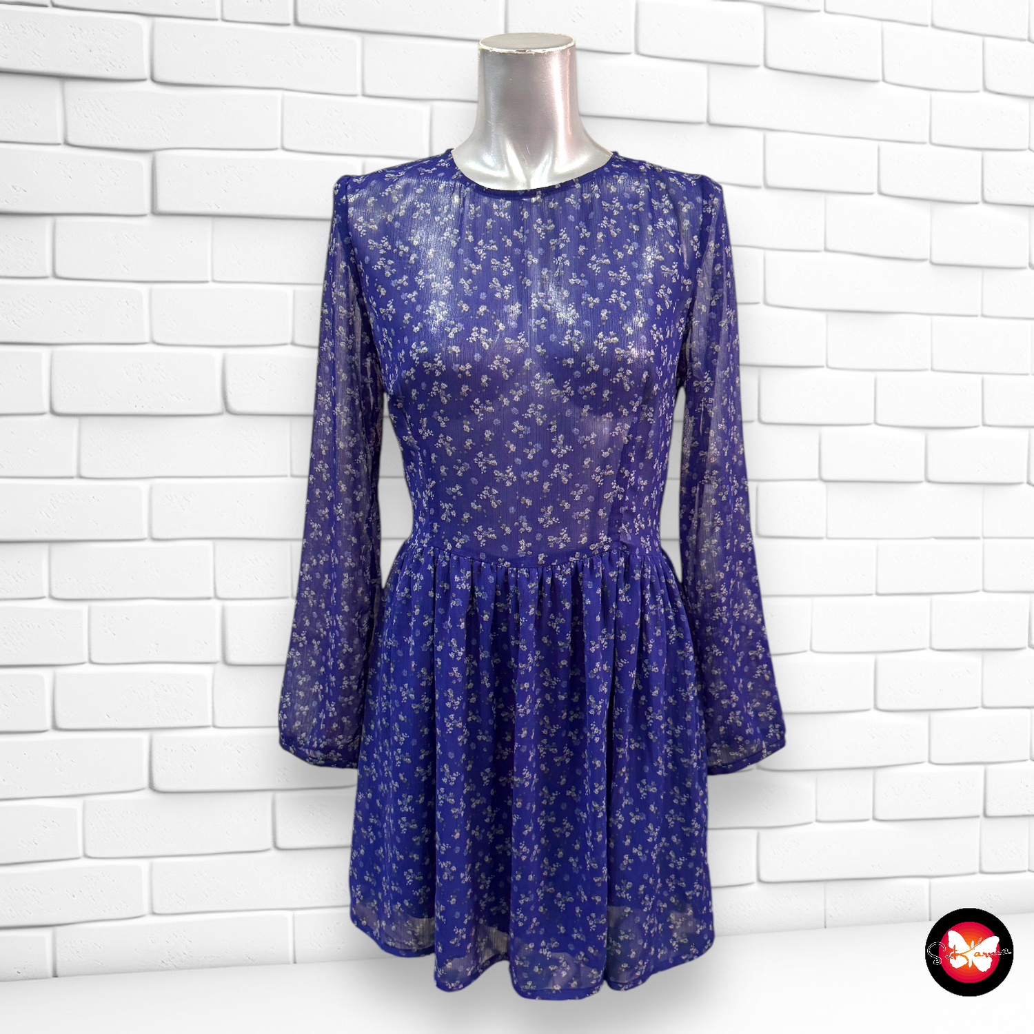 Vestido traslúcido con florecitas MANGO Talla S