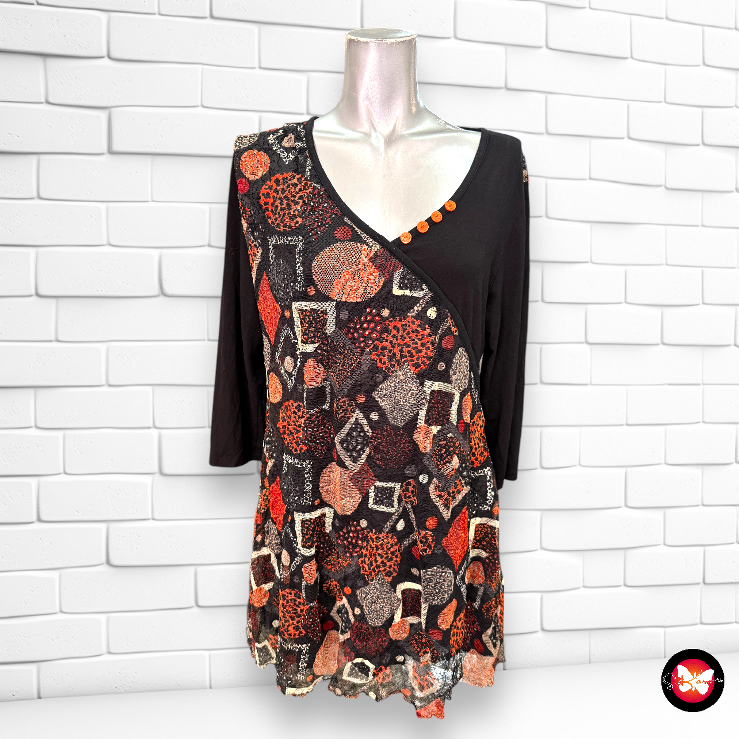 Blusa larga con estampado Talla L