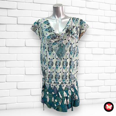 Vestido con estampado y encaje Talla L