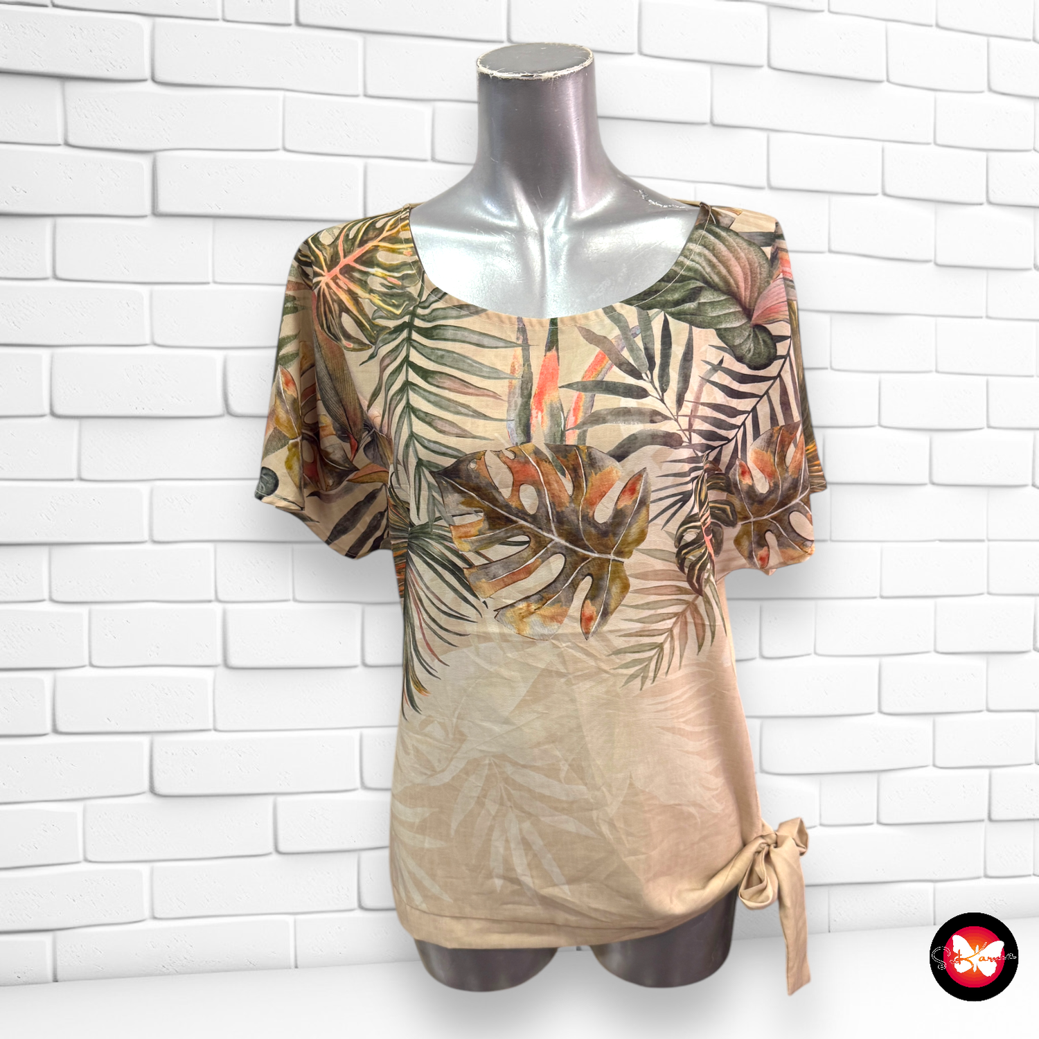 Blusa de manga corta con lazo CORTEFIEL Talla S