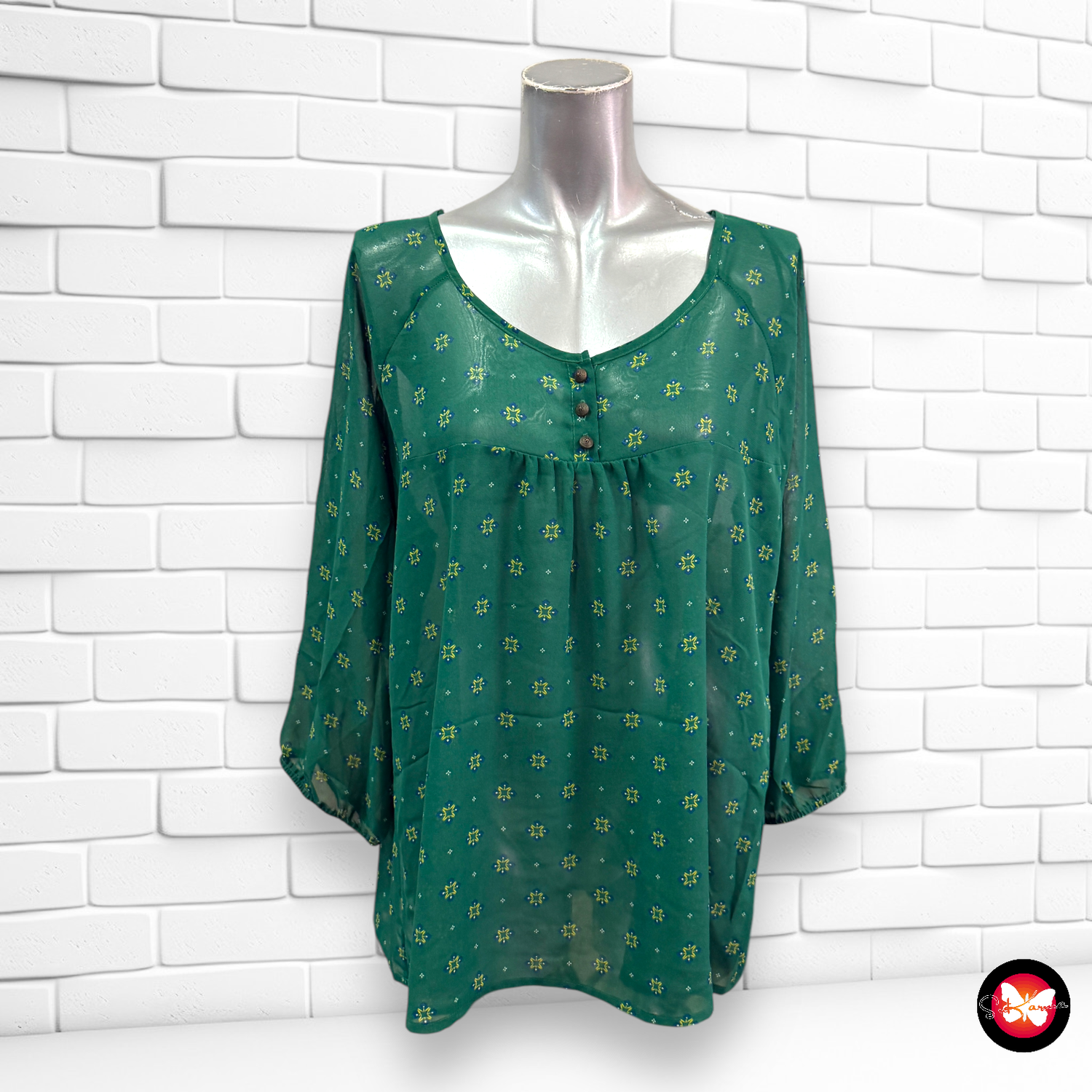 Blusa traslúcida de media manga YESSICA Talla L
