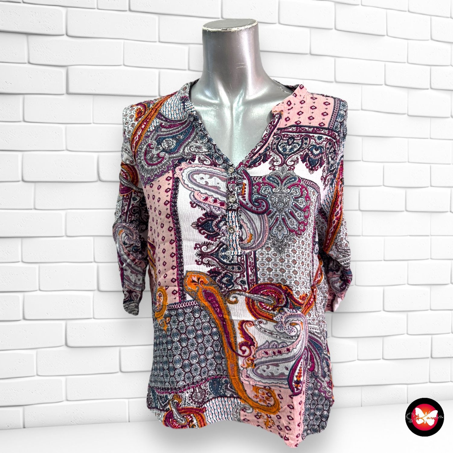 Blusa de manga corta de bambula Talla S/M
