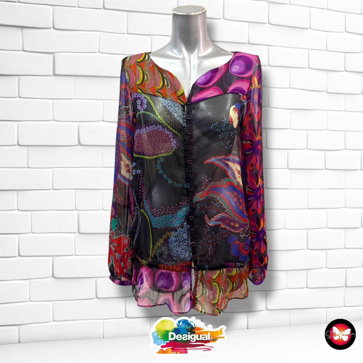 Blusa traslúcida DESIGUAL Talla XS