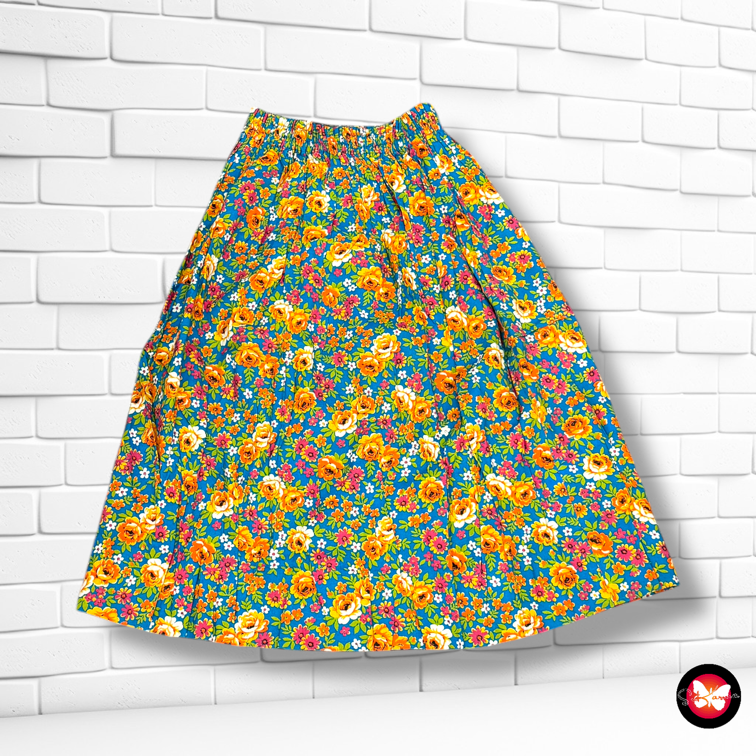 Falda midi de florecitas Talla S/M