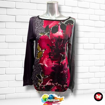 Blusa de satén con encaje DESIGUAL Talla XS
