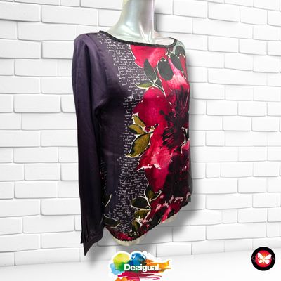 Blusa de satén con encaje DESIGUAL Talla XS