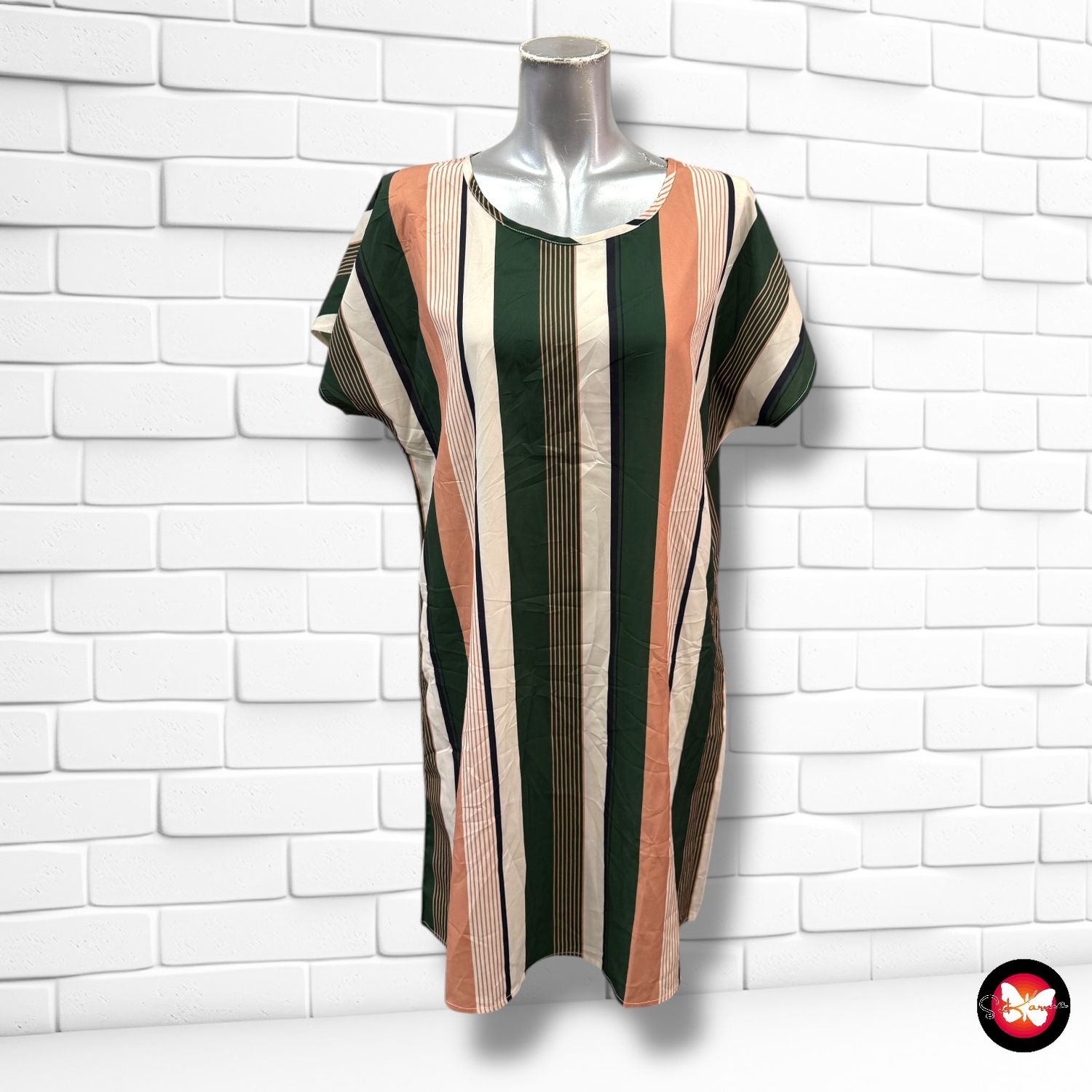Vestido de manga corta de rayas SHEIN Talla M