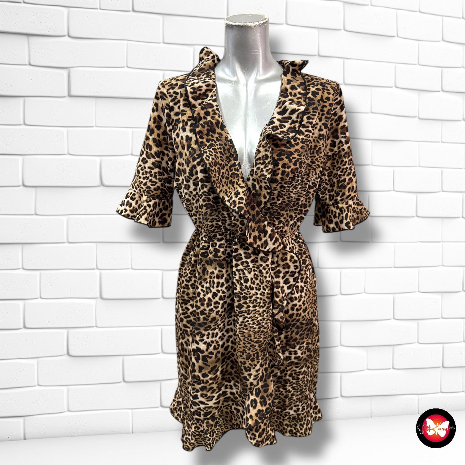 Vestido animal print con volantes SHEIN Talla M