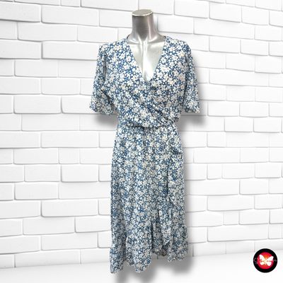 Vestido midi de florecitas con volantes Talla M