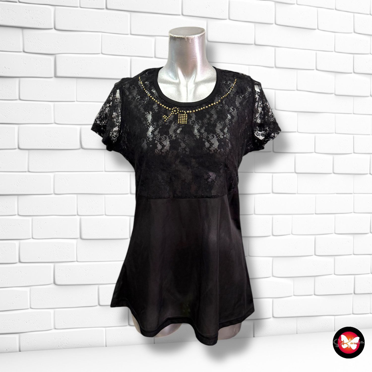 Blusa con encaje y transparencias Talla S/M