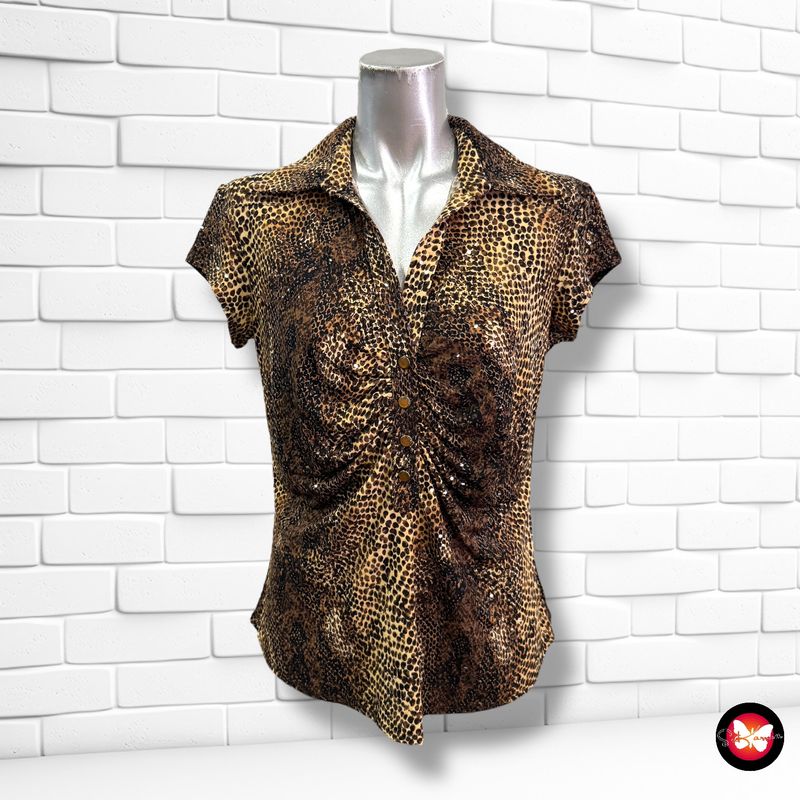 Blusa animal print con lentejuelas CACHE Talla L