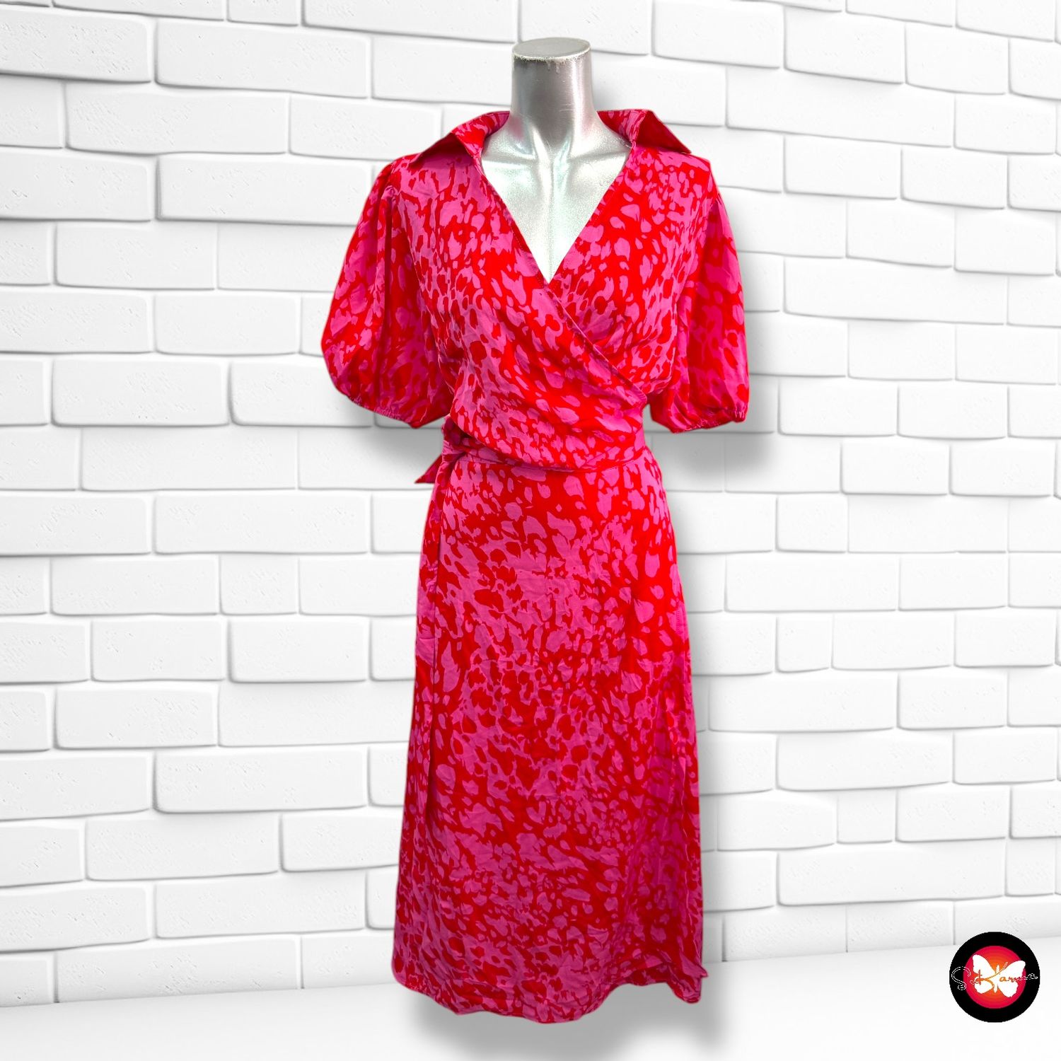 Vestido midi con estampado cruzado SHEIN Talla L