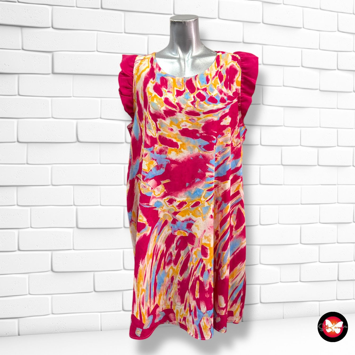 Vestido con mangas de volante Talla L