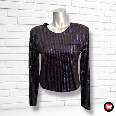 Blusa de noche de terciopelo y lentejuelas DIVIDED Talla S