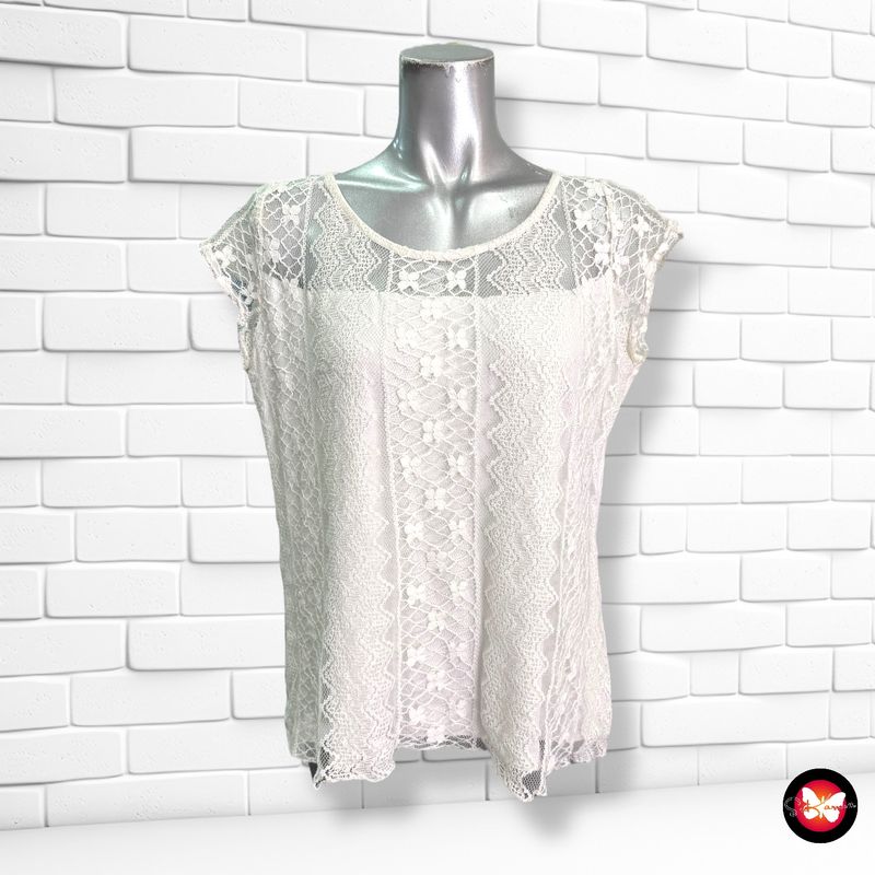 Blusa blanca con encaje TENTAZIONI Talla L