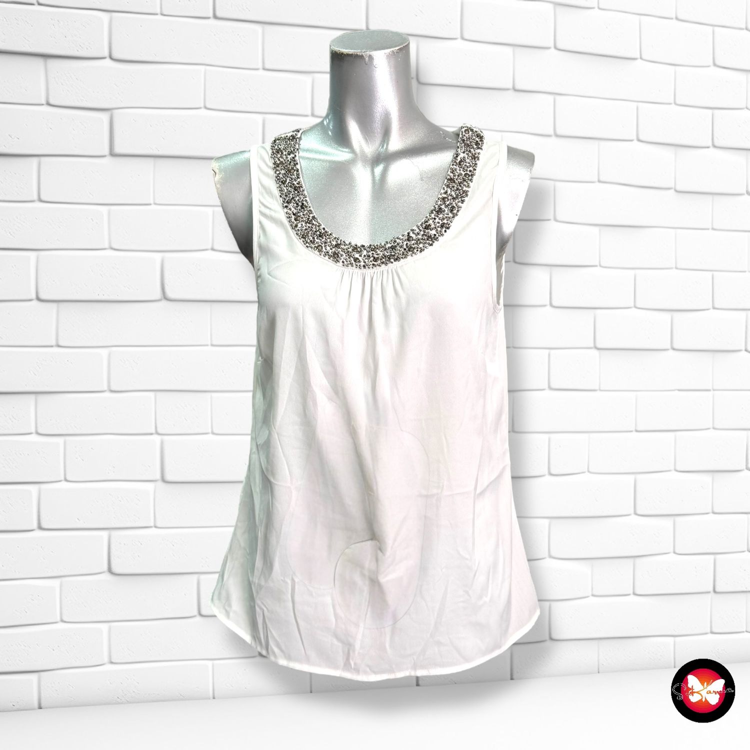 Blusa blanca con pedrería VERO MODA Talla S