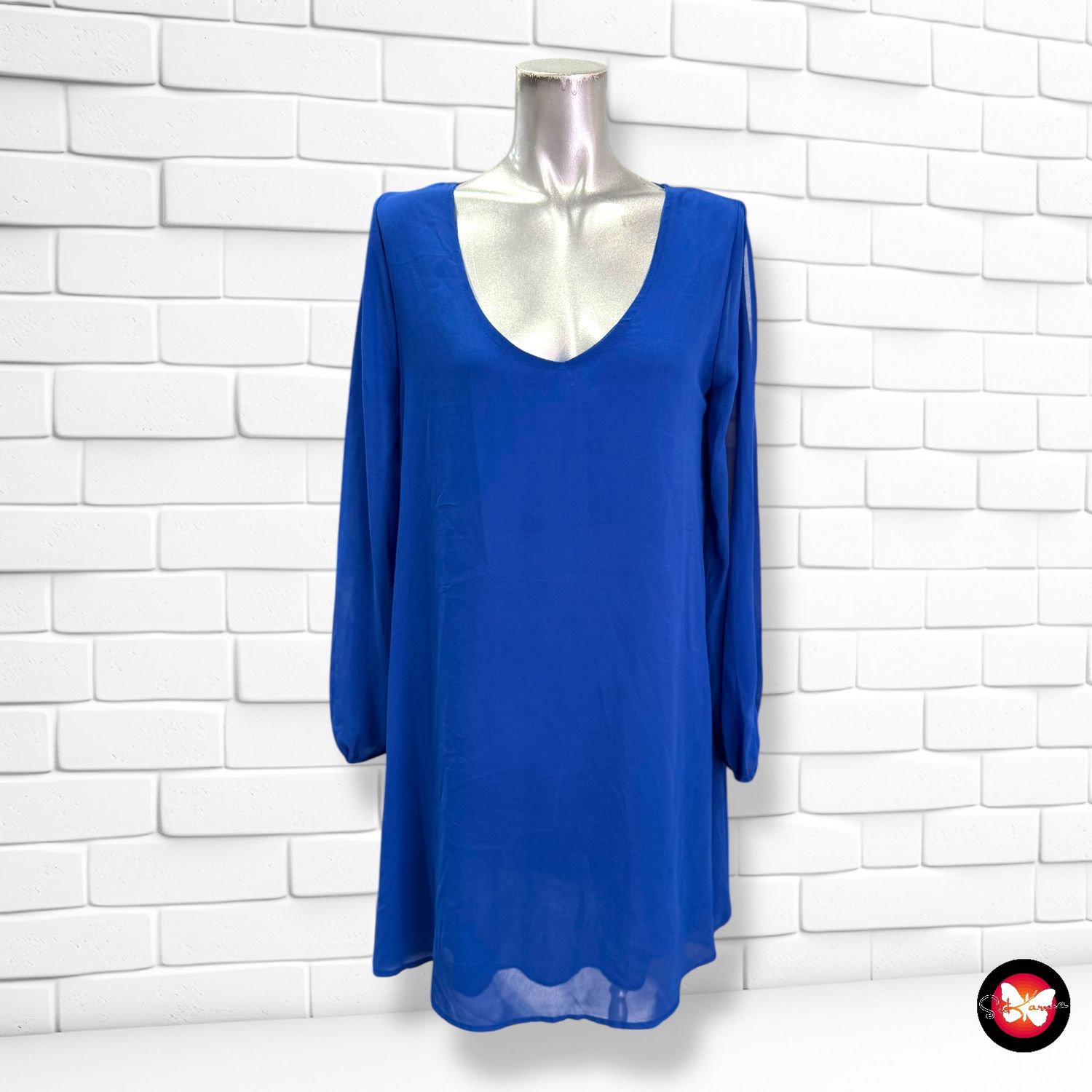 Vestido con mangas abiertas de gasa DEFANIA Talla S